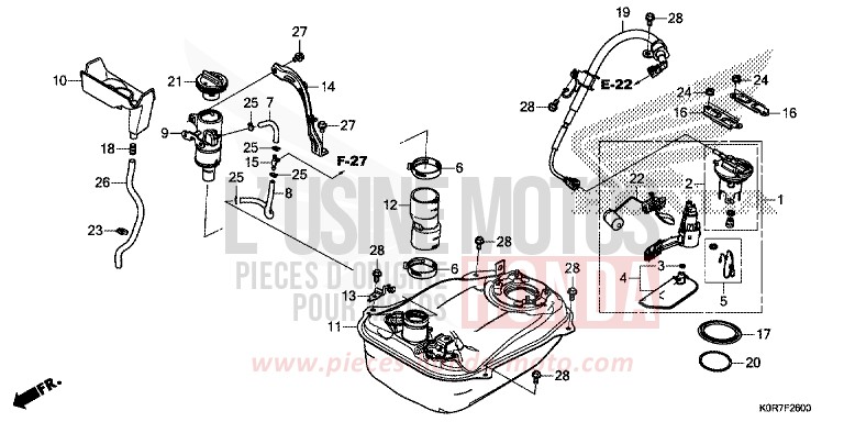 FUEL TANK for SH125 PEARL SPLENDOR RED (R369) from 2020