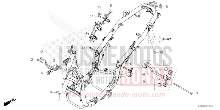 FRAME BODY for SH125 PEARL SPLENDOR RED (R369) from 2020