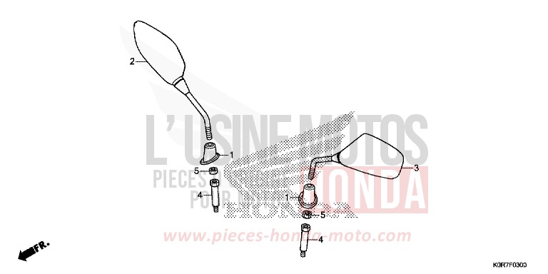 MIRROR for SH125 PEARL SPLENDOR RED (R369) from 2020