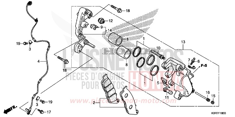 FRONT BRAKE CALIPER for SH125 PEARL SPLENDOR RED (R369) from 2020