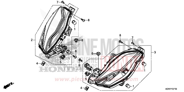 FRONT WINKER for SH125 PEARL SPLENDOR RED (R369) from 2022
