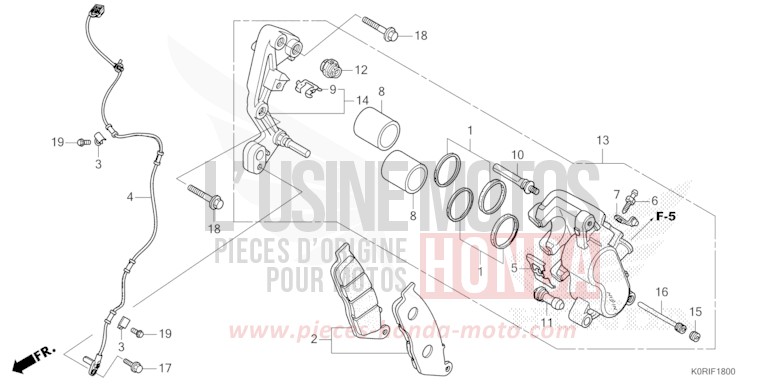 FRONT BRAKE CALIPER for SH125 PEARL FALCON GRAY (NHC61) from 2023