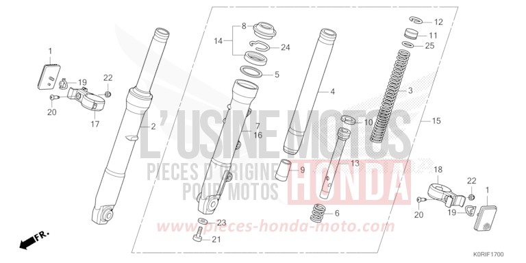 FRONT FORK for SH125AD PEARL FALCON GRAY (NHC61) from 2023