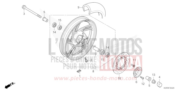 FRONT WHEEL for SH125 MAT PEARL COOL WHITE (NHB44) from 2023