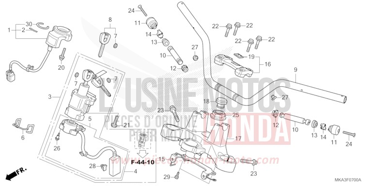 HANDLE PIPE/TOP BRIDGE for NC750XA MAT PEARL GLARE WHITE (NHB54) from 2018