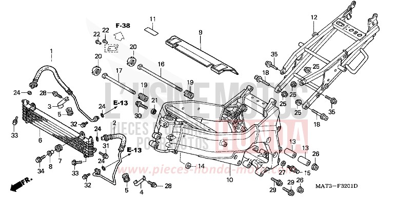 CARROSSERIE DE CHASSIS/REFROIDISSEUR D'HUILE (X/Y/1/2/3/4) for   from 