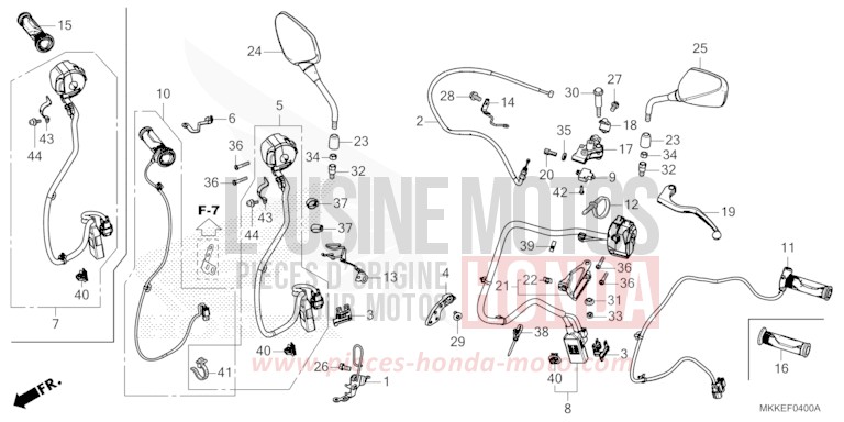 HANDLE LEVER/SWITCH/CABLE (CRF1000A/A2/AL/AL2) for CRF1000 GLINT WAVE BLUE METALLIC (B197X) from 2019