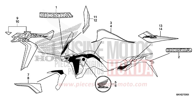 MARK/STRIPE (2) for CRF1000 GLINT WAVE BLUE METALLIC (B197X) from 2019