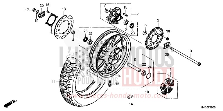 REAR WHEEL for CMX500 CANDY DIESEL RED (R326) from 2023