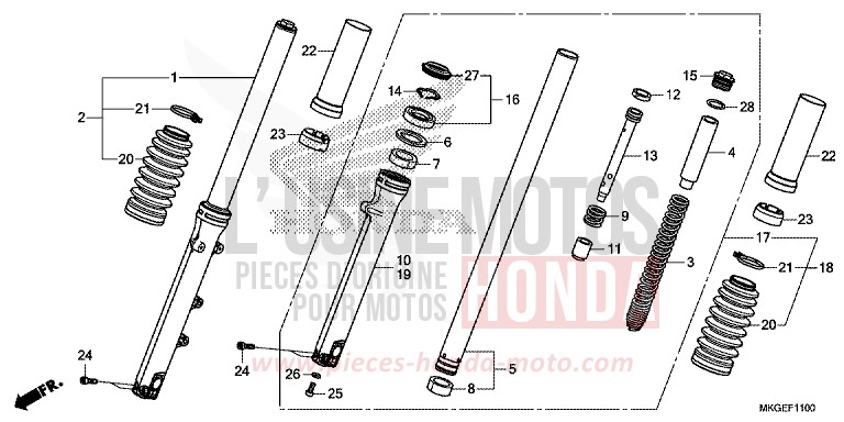 FRONT FORK for CMX500 PEARL SMOKY GRAY (NHC53) from 2023