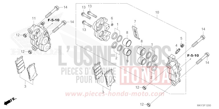 FRONT BRAKE CALIPER for CBR650R GRAND PRIX RED (R380) from 2023