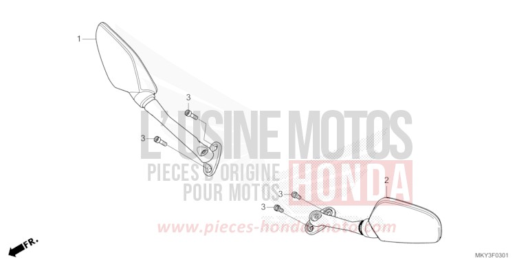 MIRROR (CBR650RA) for CBR650R MAT GUNPOWDER BLACK METALLIC (NH436) from 2023