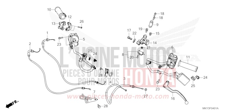 HANDLE LEVER/SWITCH/CABLE (CBR650RA) for CBR650R MAT GUNPOWDER BLACK METALLIC (NH436) from 2023
