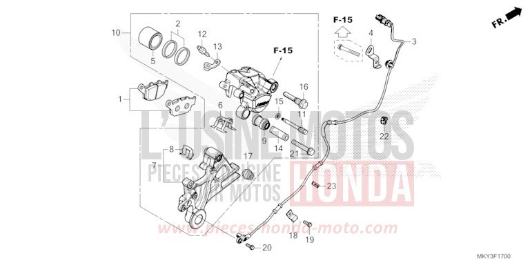 REAR BRAKE CALIPER for CBR650R MAT GUNPOWDER BLACK METALLIC (NH436) from 2023