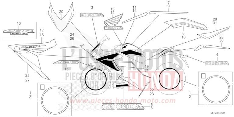 MARK (CBR650RA) for CBR650R MAT GUNPOWDER BLACK METALLIC (NH436) from 2023