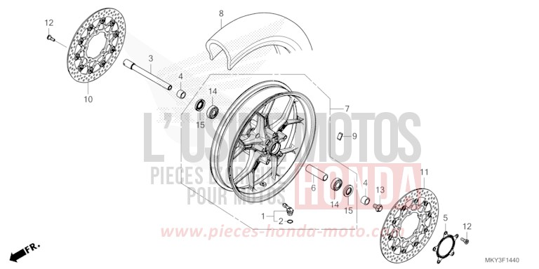 FRONT WHEEL for CBR650R MAT GUNPOWDER BLACK METALLIC (NH436) from 2023