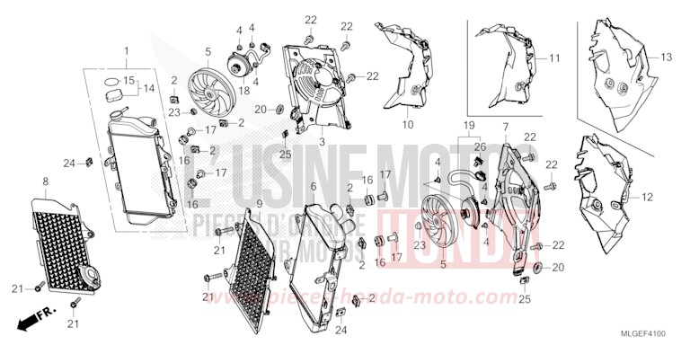 RADIATOR for CRF1100A PEARL GLARE WHITE (NHB53H) from 2023