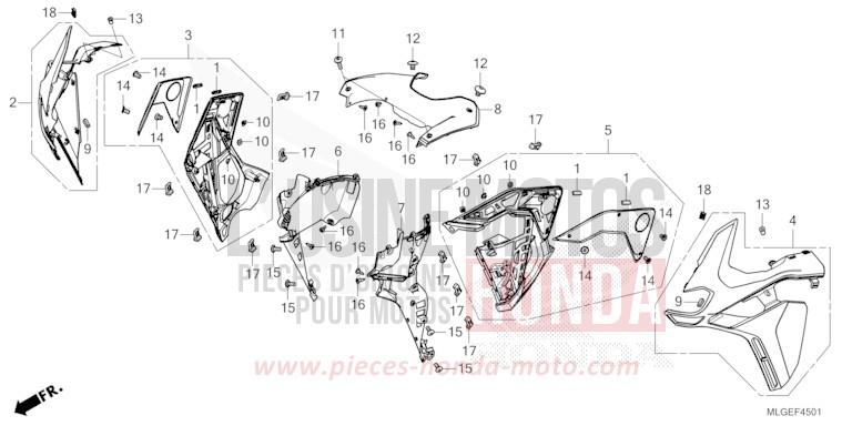 MIDDLE COWL (CRF1100A2/A4/AL2/D2/D4/DL2/DL4) for CRF1100A PEARL GLARE WHITE (NHB53H) from 2023