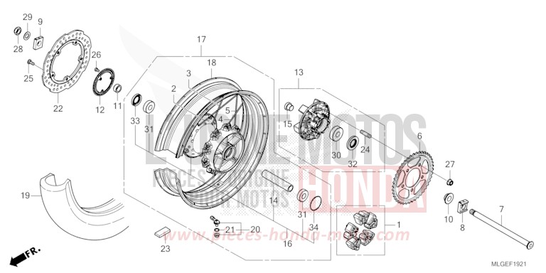REAR WHEEL (2) for CRF1100A MAT IRIDIUM GRAY METALLIC (NHC64) from 2023