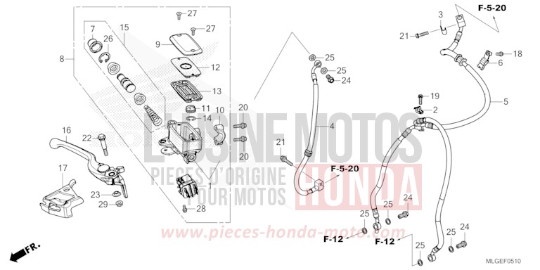 FRONT BRAKE MASTER CYLINDER for CRF1100A MAT IRIDIUM GRAY METALLIC (NHC64) from 2023