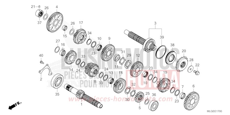TRANSMISSION (MT) for CRF1100A GRAND PRIX RED (R380B) from 2023