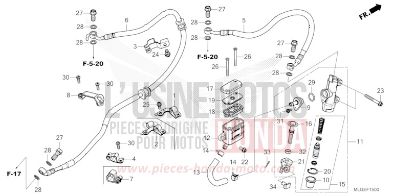 REAR BRAKE MASTER CYLINDER for CRF1100A GRAND PRIX RED (R380B) from 2023