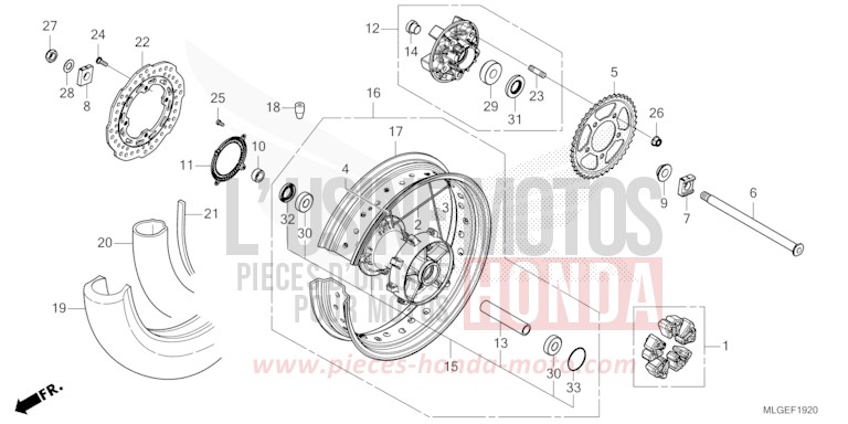 REAR WHEEL (1) for CRF1100A GLINT WAVE BLUE METALLIC (B197X) from 2023
