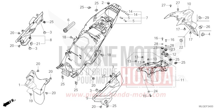 REAR FENDER (CRF1100A/AL/D) for CRF1100A GLINT WAVE BLUE METALLIC (B197X) from 2023