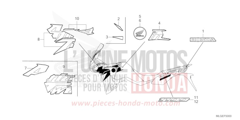 MARK/STRIPE (1) for CRF1100A MAT BALLISTIC BLACK METALLIC (NHA86) from 2023