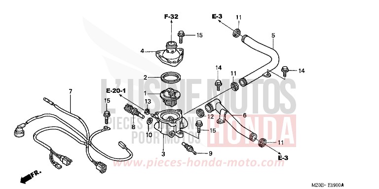 WATER PIPE/THERMOSTAT for VALKYRIE NOIR (NH1) from 2002