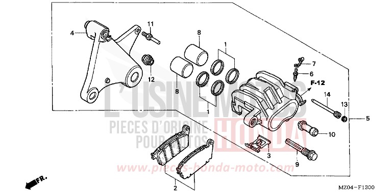 REAR BRAKE CALIPER for VALKYRIE NOIR (NH1) from 2002