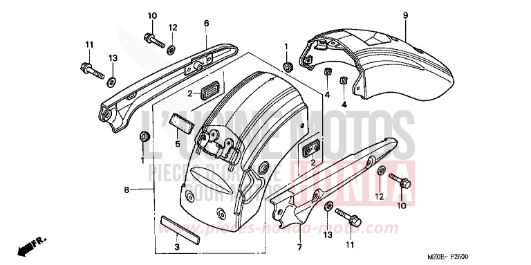 REAR FENDER/GRAB RAIL for VALKYRIE NOIR (NH1) from 2002