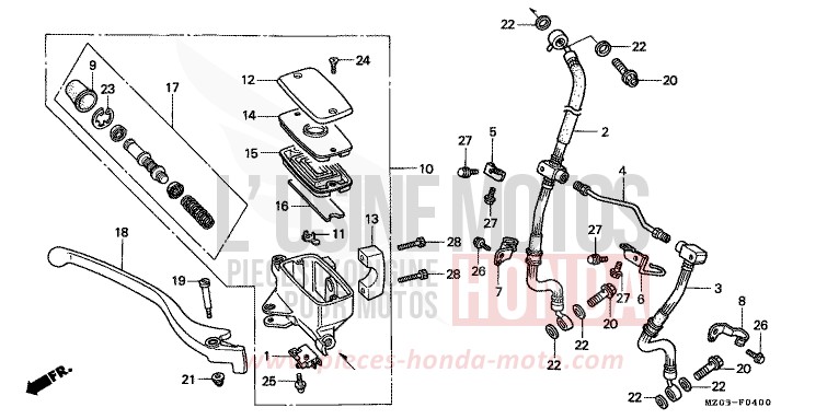 FR. BRAKE MASTER CYLINDER for VALKYRIE AMERICAN RED (R191A) from 1997
