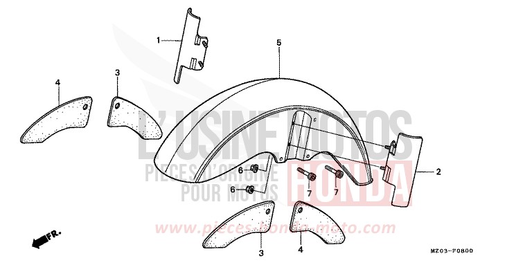 FRONT FENDER for VALKYRIE AMERICAN RED (R191A) from 1997