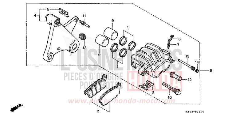 REAR BRAKE CALIPER for VALKYRIE AMERICAN RED (R191A) from 1997