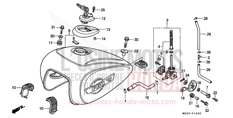 FUEL TANK for VALKYRIE AMERICAN RED (R191A) from 1997