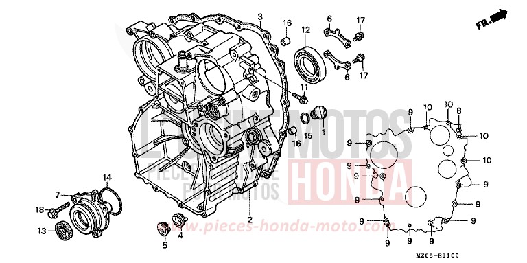 REAR CRANKCASE for VALKYRIE PEARL CANYON COPPER (YR188B) from 1998