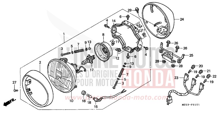 HEADLIGHT (2) for VALKYRIE PEARL CANYON COPPER (YR188B) from 1998