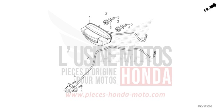 TAILLIGHT/LICENSE LIGHT for CBR650R GRAND PRIX RED (R380) from 2021