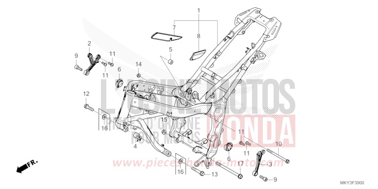 FRAME BODY for CBR650R GRAND PRIX RED (R380) from 2021