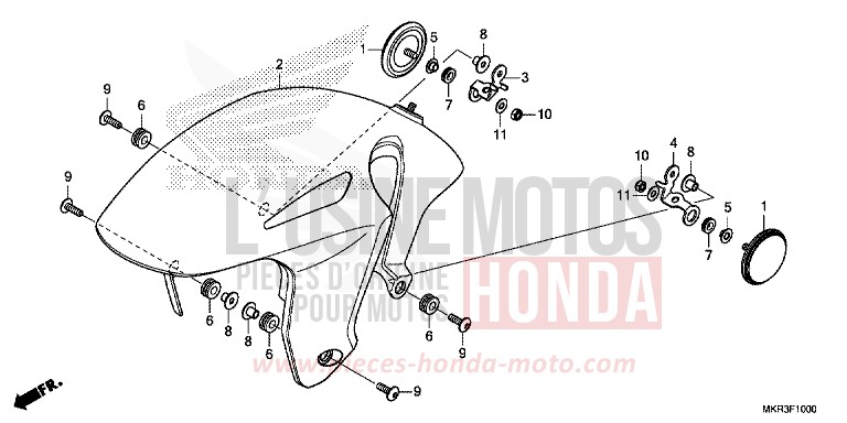 PARAFANGO ANTERIORE per CBR1000ST MAT PEARL MORION BLACK (NHC33) del 2020
