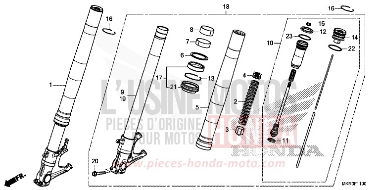 FRONT FORK (CBR1000ST) for CBR1000ST MAT PEARL MORION BLACK (NHC33) from 2020