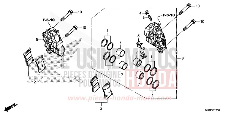FRONT BRAKE CALIPER (CBR1000ST) for CBR1000ST MAT PEARL MORION BLACK (NHC33) from 2020