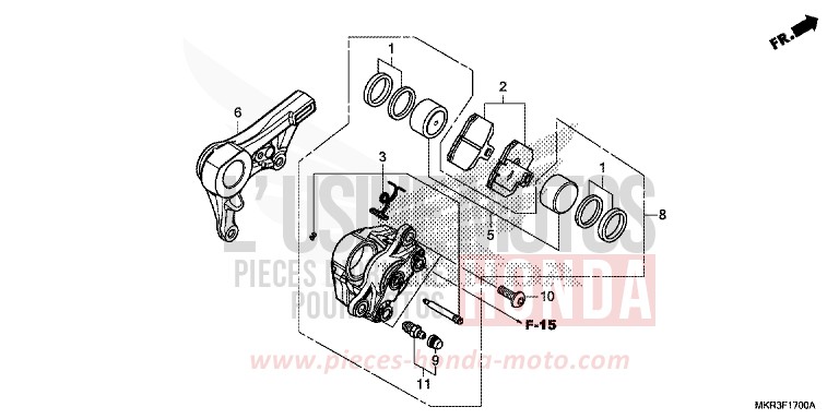 REAR BRAKE CALIPER for CBR1000ST MAT PEARL MORION BLACK (NHC33) from 2020