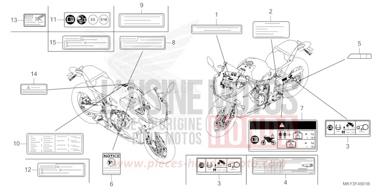 CAUTION LABEL (CBR650RA) for CBR650R GRAND PRIX RED (R380) from 2021