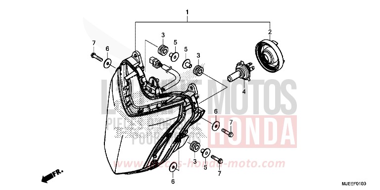 FARO (1) per CB650F MAT GUNPOWDER BLACK METALLIC (NH436X) del 2016