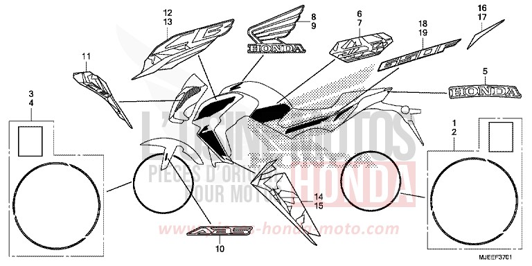 MARCHIO (2) per CB650F MAT GUNPOWDER BLACK METALLIC (NH436X) del 2016