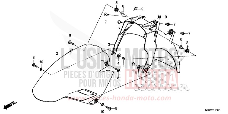 FRONT FENDER for GL1800 CANDY ARDENT RED (R367B) from 2019