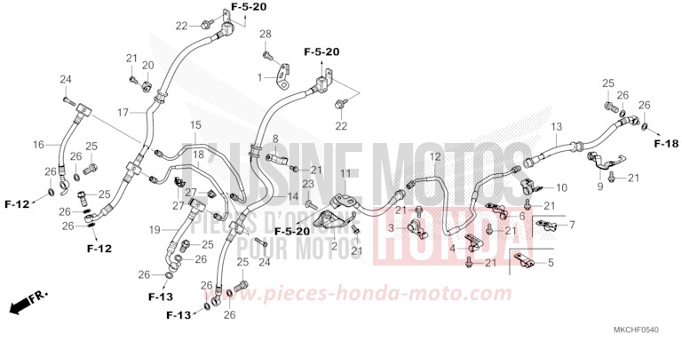 BRAKE HOSE/BRAKE PIPE for GL1800 PEAL DEEP MUD GRAY (NHC47B) from 2021