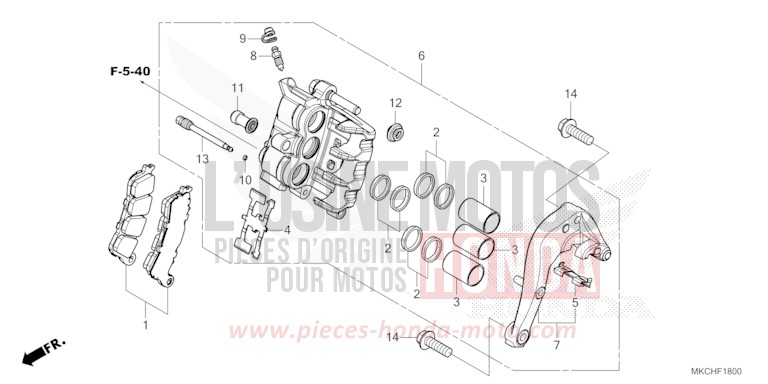 REAR BRAKE CALIPER for GL1800 PEAL DEEP MUD GRAY (NHC47B) from 2021